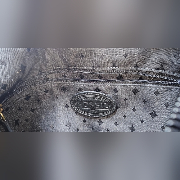 Fossil Stanton Black Pebbled Leather Traveler Large Organizer Crossbody Bag - Picture 10 of 16